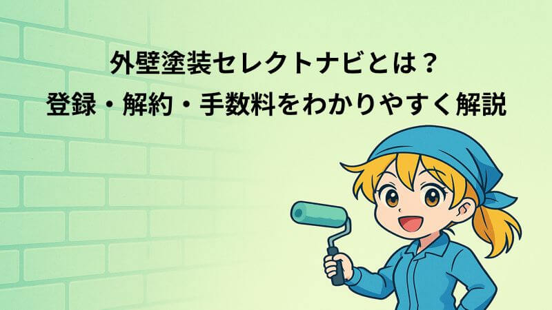 外壁塗装セレクトナビとは？登録・解約・手数料をわかりやすく解説