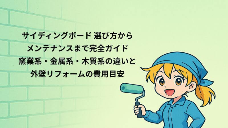サイディングボード 選び方からメンテナンスまで完全ガイド｜窯業系・金属系・木質系の違いと外壁リフォームの費用目安
